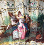 Antique 18th Century French Louis XVI Hand Painted Silk Fan Silver Pique Bone Monture c1775