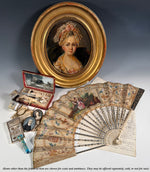 Antique 18th Century French Louis XVI Hand Painted Silk Fan Silver Pique Bone Monture c1775
