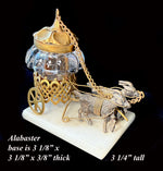 Antique French Palais Royal Trinket Inkwell is a Carriage Pulled by 2 Goats, Ormolu Alabaster