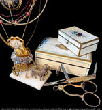 Antique French Palais Royal Trinket Inkwell is a Carriage Pulled by 2 Goats, Ormolu Alabaster