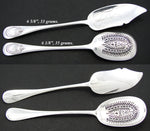 Antique French Sterling Silver 2pc Condiment, Hors d'Oeuvre Flatware Set, Raised Oval Medallion