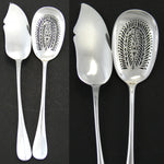 Antique French Sterling Silver 2pc Condiment, Hors d'Oeuvre Flatware Set, Raised Oval Medallion