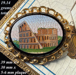 Superb Large Antique Vicitorian Era Micro Mosaic of Coliseum set in 14k Gold Brooch Mount, c.1840-60