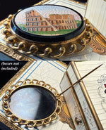 Superb Large Antique Vicitorian Era Micro Mosaic of Coliseum set in 14k Gold Brooch Mount, c.1840-60