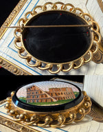 Superb Large Antique Vicitorian Era Micro Mosaic of Coliseum set in 14k Gold Brooch Mount, c.1840-60