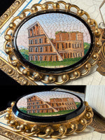 Superb Large Antique Vicitorian Era Micro Mosaic of Coliseum set in 14k Gold Brooch Mount, c.1840-60
