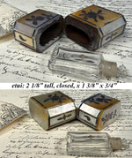 Pristine Little 18th Century Silver-inlaid Mother of Pearl Etui with Perfume Flask, Heart-shaped Stopper