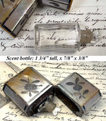Pristine Little 18th Century Silver-inlaid Mother of Pearl Etui with Perfume Flask, Heart-shaped Stopper
