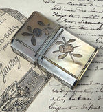 Pristine Little 18th Century Silver-inlaid Mother of Pearl Etui with Perfume Flask, Heart-shaped Stopper