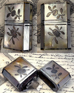 Pristine Little 18th Century Silver-inlaid Mother of Pearl Etui with Perfume Flask, Heart-shaped Stopper