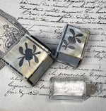 Pristine Little 18th Century Silver-inlaid Mother of Pearl Etui with Perfume Flask, Heart-shaped Stopper
