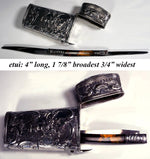 Antique 18th Century French Vest Pocket Necessaire, Silver Plated Etui with Original Fruit Knife