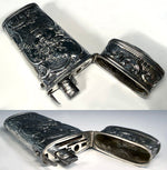 Antique 18th Century French Vest Pocket Necessaire, Silver Plated Etui with Original Fruit Knife