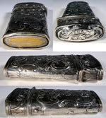 Antique 18th Century French Vest Pocket Necessaire, Silver Plated Etui with Original Fruit Knife