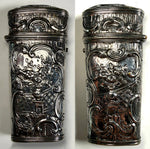 Antique 18th Century French Vest Pocket Necessaire, Silver Plated Etui with Original Fruit Knife