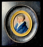 Antique Napoleon to Louis-Philippe Portrait Miniature of a Handsome French Man in Napoleon Haircut