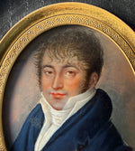 Antique Napoleon to Louis-Philippe Portrait Miniature of a Handsome French Man in Napoleon Haircut