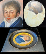 Antique Napoleon to Louis-Philippe Portrait Miniature of a Handsome French Man in Napoleon Haircut