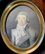Rare Fine c.1795-99 Portrait Miniature, Incoyables Young Man, Luxuriants post French Revolution, Directoire