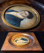 Elegant French Gentleman Portrait Miniature, Louis-Philippe Era, Napoleon Hair and Gold Stick Pin