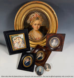 Elegant French Gentleman Portrait Miniature, Louis-Philippe Era, Napoleon Hair and Gold Stick Pin