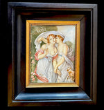 C. 1922 Painting in Miniature after GREUZE, "Le Deux Amies", Artist Signed "Nimes Gardelli"