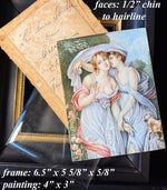 C. 1922 Painting in Miniature after GREUZE, "Le Deux Amies", Artist Signed "Nimes Gardelli"