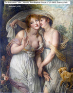 C. 1922 Painting in Miniature after GREUZE, "Le Deux Amies", Artist Signed "Nimes Gardelli"