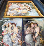 C. 1922 Painting in Miniature after GREUZE, "Le Deux Amies", Artist Signed "Nimes Gardelli"