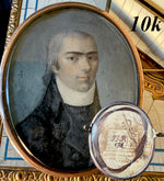 French Revolutionary Portrait Miniature Brooch, c.1790–1795 Incroyables et Merveilleuses 10k, 16k