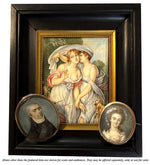 Antique French 18th Century Portrait Miniature, Young Woman in 14k Gold Locket Brooch Frame