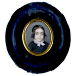 Antique French Portrait Miniature of Félicie Ansart de Fiesnet (1840–1852) Beautiful Child with Braids
