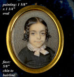Antique French Portrait Miniature of Félicie Ansart de Fiesnet (1840–1852) Beautiful Child with Braids