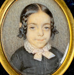 Antique French Portrait Miniature of Félicie Ansart de Fiesnet (1840–1852) Beautiful Child with Braids