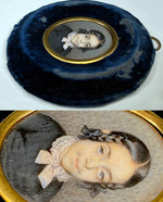 Antique French Portrait Miniature of Félicie Ansart de Fiesnet (1840–1852) Beautiful Child with Braids
