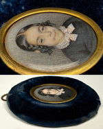 Antique French Portrait Miniature of Félicie Ansart de Fiesnet (1840–1852) Beautiful Child with Braids