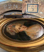 Antique Portrait of a Lady 18th Century Oil on Board in Original Carved & Gilded Oval Frame