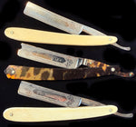 Boxed Set of Three Antique Belle Epoch Straight Razors – Diamondine Rud Herold, New York, Ivory and Tortoise Shell