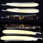 Boxed Set of Three Antique Belle Epoch Straight Razors – Diamondine Rud Herold, New York, Ivory and Tortoise Shell