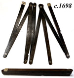 RARE Antique French c. 1698 Silver Mark Tortoise Shell Folding Mariner or Drafting Ruler, Sterling Silver Pique