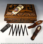 RARE Antique French c. 1698 Silver Mark Tortoise Shell Folding Mariner or Drafting Ruler, Sterling Silver Pique