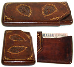 Fine Antique Italian Leather Wallet, Paper Money Case, Tooled, Gilt Embossed & Heraldry