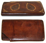 Fine Antique Italian Leather Wallet, Paper Money Case, Tooled, Gilt Embossed & Heraldry