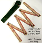 Rare 18th c. Georgian-era Scientific or Drafting Instrument, Ivory Ruler in Fine Shagreen Etui, Case