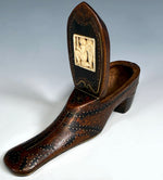 Antique French Hand Carved 5.5" Long Shoe or Boot Snuff Box w Angel, Pique, 18th Century to Early 1800s