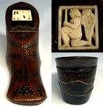 Antique French Hand Carved 5.5" Long Shoe or Boot Snuff Box w Angel, Pique, 18th Century to Early 1800s