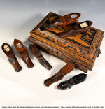 Antique French Hand Carved 5.5" Long Shoe or Boot Snuff Box w Angel, Pique, 18th Century to Early 1800s