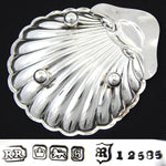 Antique English Hallmarked Sterling Silver Seashell Shaped Condiment Dish, Orig. Box