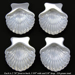 Set of 4 Vintage Sterling Silver Seashell Shaped Salts, Bon Bon or Nut Dishes