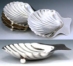 Set of 4 Vintage Sterling Silver Seashell Shaped Salts, Bon Bon or Nut Dishes